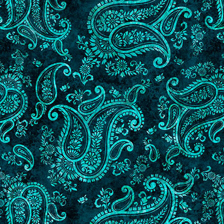 Born To Run - PAISLEY- Navy Teal 31481-NQ - Yardage
