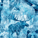 Mountain Splendor - Lodge Animals - Blue - Yardage