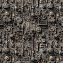 Steam & Steel - Train Mechanical - Charcoal - Yardage