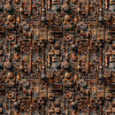 Steam & Steel - Train Mechanical - Rust - Yardage