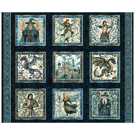 Folklore - Lg Medieval Picture Patches 36"x 42.5" - Dark Navy - Panel