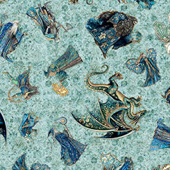 Folklore - Medieval Character Toss - Dusty Aqua - Yardage