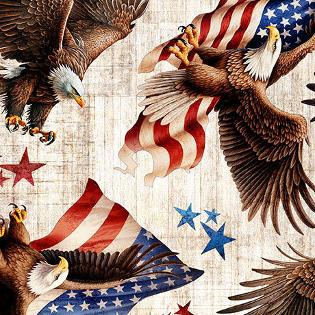 1776 - American Eagle & Flag Toss - Cream - Yardage