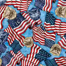 1776 - American Flags & 250 Crest - Blue - Yardage