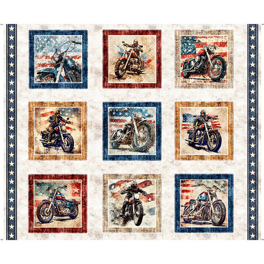 Stars, Stripes & Steel - Motorcycles Picture Patches 36"x43" - Panel