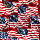 Stars, Stripes & Steel - Waving American Flag - Brick - Yardage
