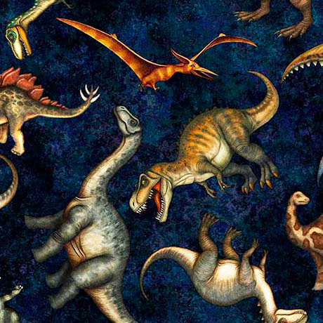 Savage Kingdom - Tossed Dinosaurs - Multi - Yardage