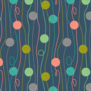 Curious Kittycats - Yarn String Strip - Dark Blue - Yardage