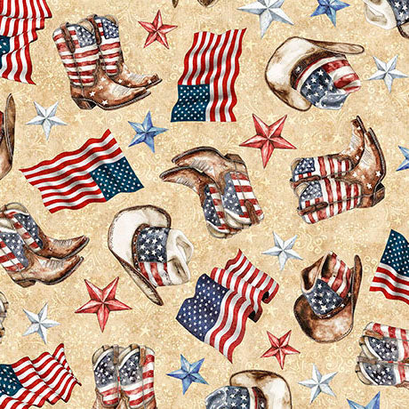 American Country - American Cowboy - Tan - Yardage