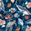 Nauticus - Sea Creatures - Dark Navy - Yardage