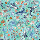Nauticus - Sea Creatures - Turquoise - Yardage