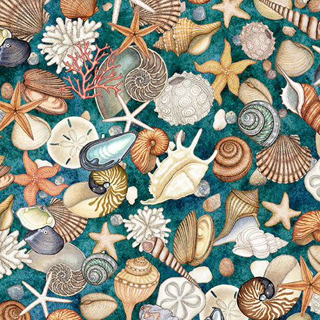 Nauticus - Shells - Teal - Yardage