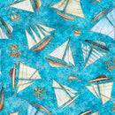 Nauticus - Ships Toss- Blue - Yardage