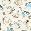 Nauticus - Ships Toss- Cream - Yardage