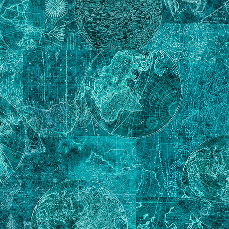 Nauticus - Map Tonal - Dark Turquoise - Yardage