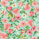 Flora & the Fox - Floral - Light Turquoise - Yardage