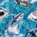 Into the Deep - Great Whites - Turquoise - Yardage