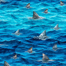 Into the Deep - Shark Fins - Ocean - Yardage
