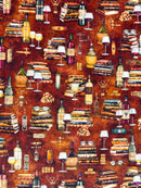 Bookworm - Wine & Books - Brown - Yardage