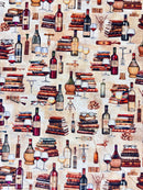 Bookworm - Wine & Books - Tan - Yardage