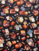 Bookworm - Letter Vignettes - Black - Yardage