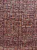 Bookworm - Classic Books Text - Brown - Yardage