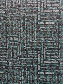 Bookworm - Classic Books Text - Green - Yardage