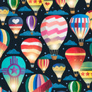 Balloonfest - Hot Air Balloons - Black - Yardage