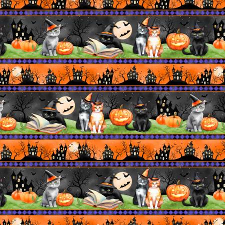 Spooky Tails - Repeating Stripe - Multi - Yardage