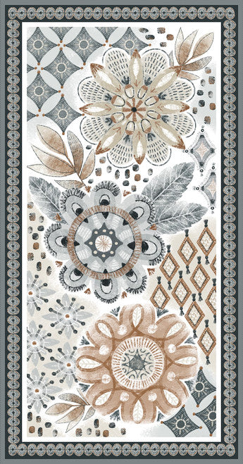 Zanzibar Light Gray Floral Panel