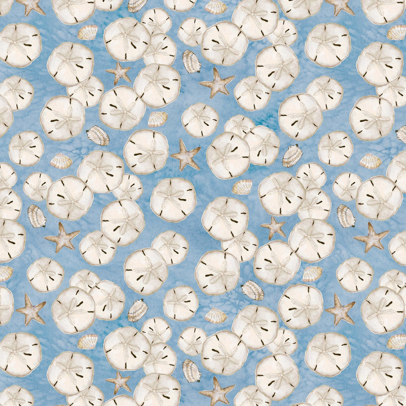 Coastal Sanctuary Sand Dollars Blue Fabric