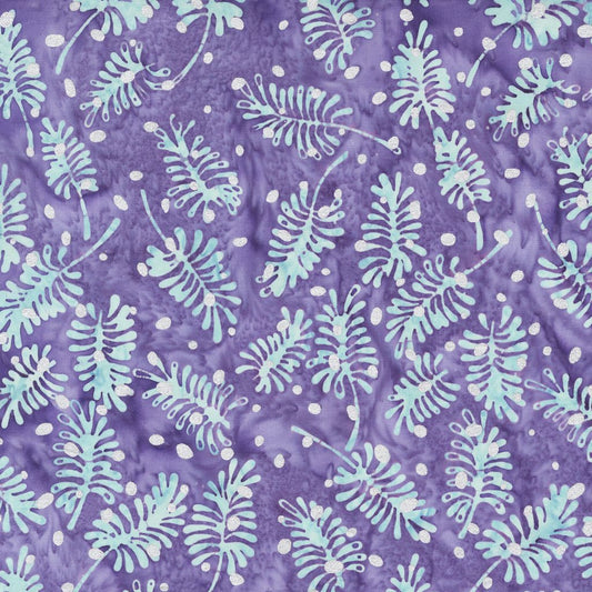 Sparkly Christmas Batik - Pine Leaves - Lavender - Yardage