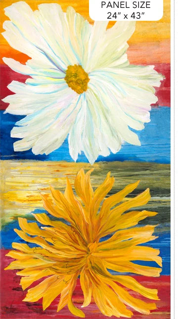 Dandelions & Daisies Sunflower  24"  x 43" panel