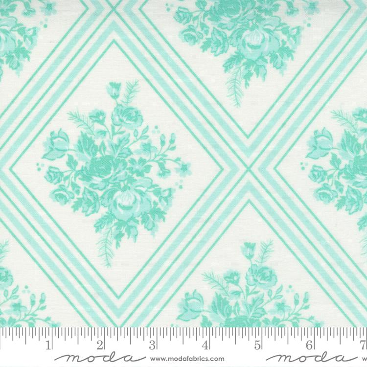 Merry Little Christmas Aqua Lattice Fabric