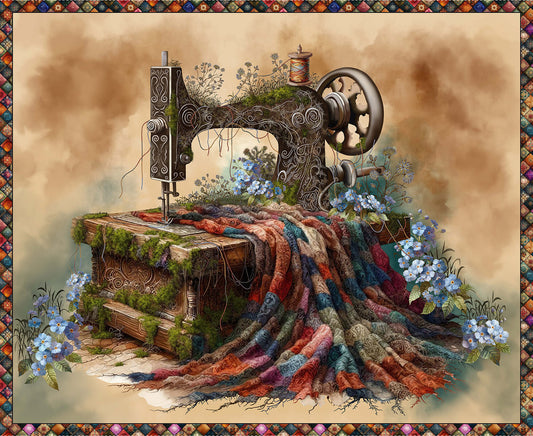 Forget Me Not - Sewing Machine 43" x 35 1/2" - Panel