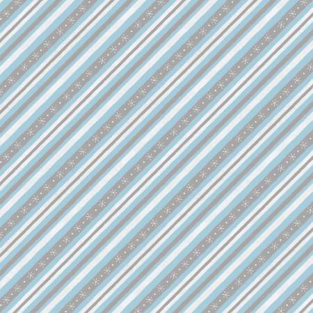 Woodland Gifts Diagonal Blue and Gray Stripe Yardage