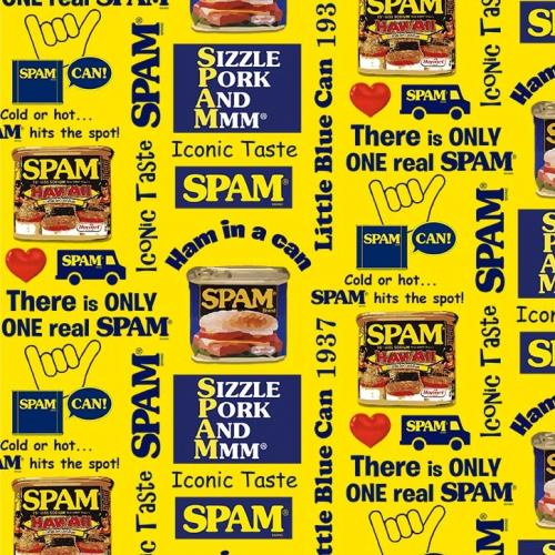 Spam Print Yellow Fabric