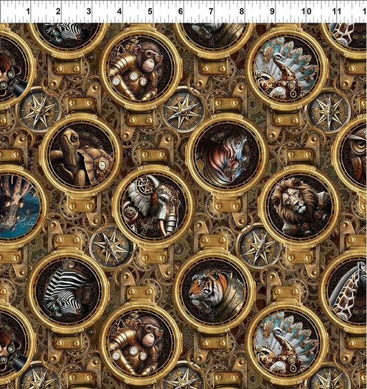 Steampunk Menagerie - Portraits - Multi - Yardage