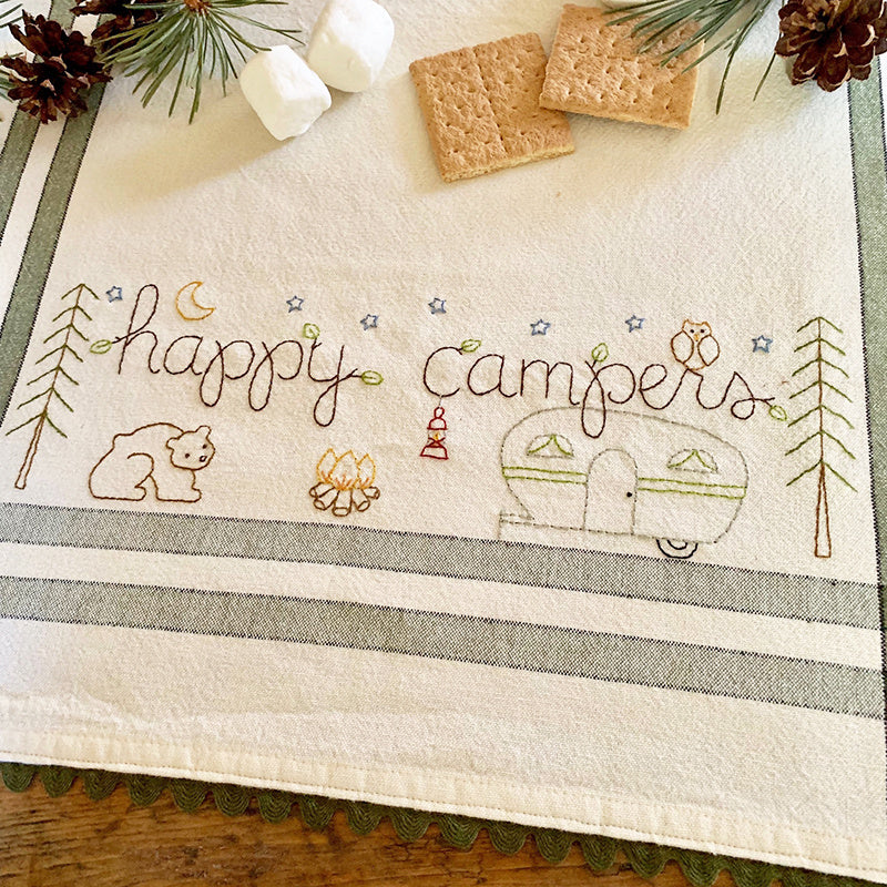 Happy Campers Dishtowel Pattern & Kit