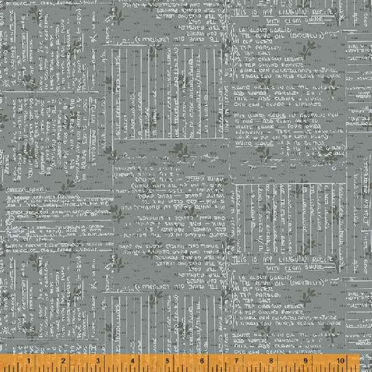 Maker's Collage Gray Recipe Cards Fabric