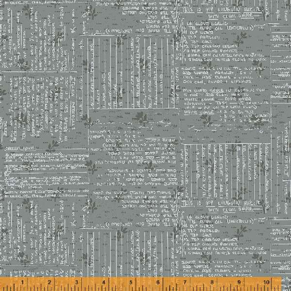 Maker's Collage Gray Recipe Cards Fabric