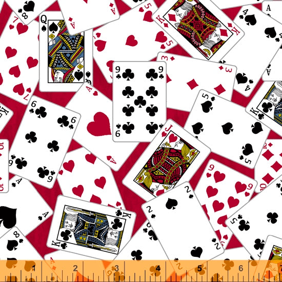 Mancave Red Playing Cards Fabric