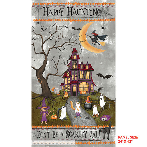 Scaredy Cats Happy Haunting Panel   24" x 42"