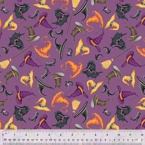 Scaredy Cats Purple Hats With No Cats Fabric