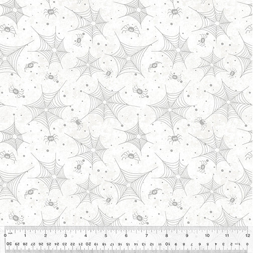 Scaredy Cats White Web of Spiders Fabric