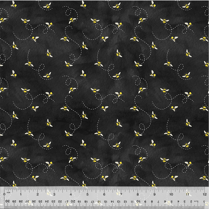 Sunshine Daydream Honey Bees Black Fabric