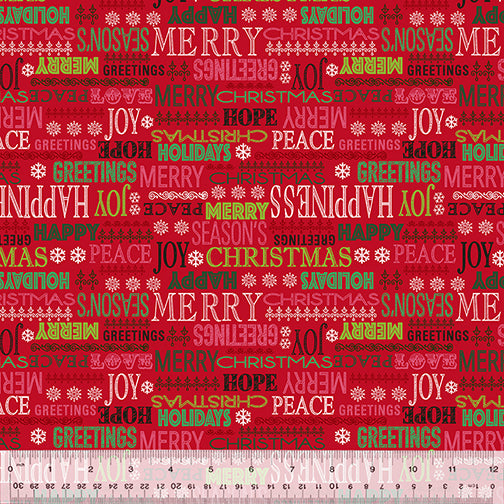 Holiday Greetings Cheerful Greetings Red Fabric