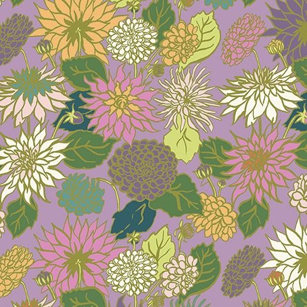 In the Garden Dahlia Love Lilac Fabric