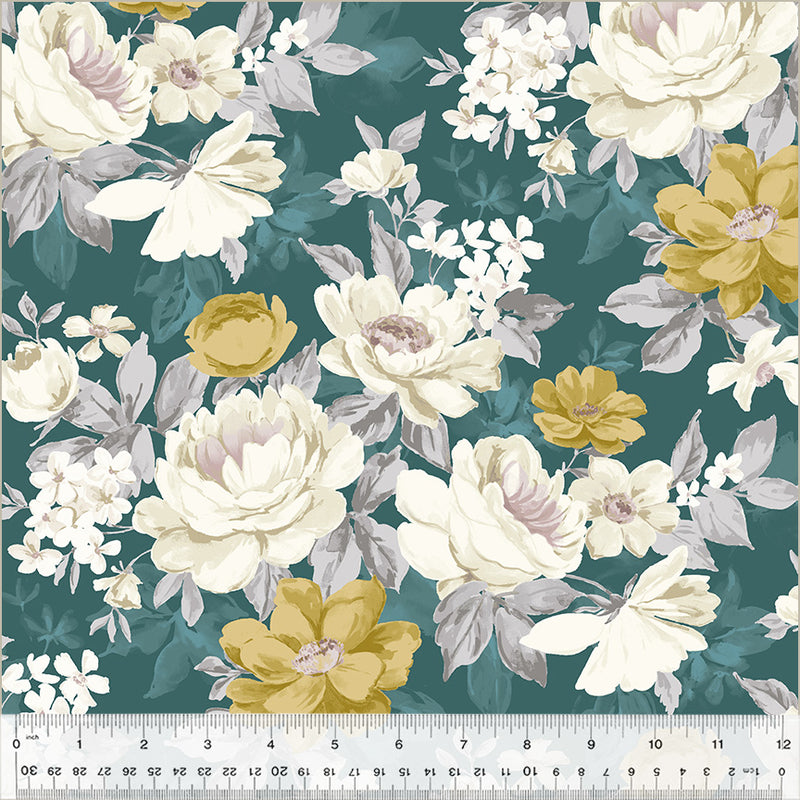 Blake Elegant Bouquet Spruce Fabric