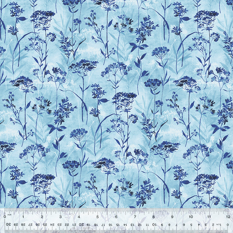 Botanical Blues Multi Wild Flowers Fabric